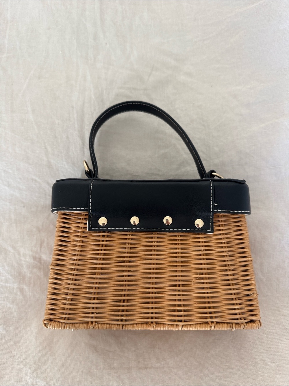 Zara Rattan Box Bag With Handle - Picture 3 of 5